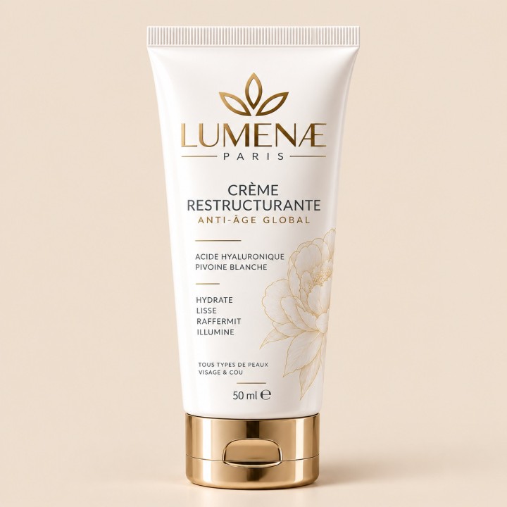 Crème anti-âge à l’acide hyaluronique et à la pivoine blanche pour une peau plus lisse, hydratée et lumineuse.