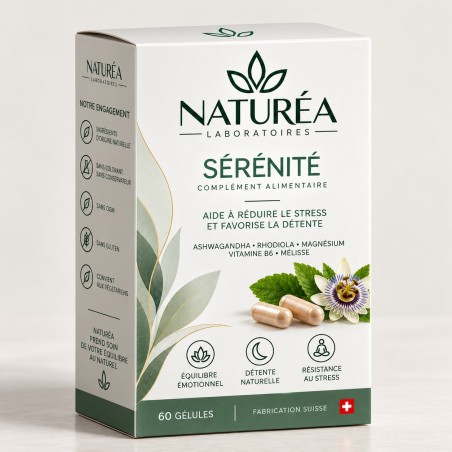 Complément alimentaire associant magnésium et vitamine B6 pour accompagner détente et équilibre au quotidien.