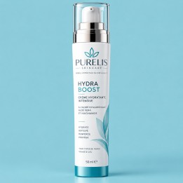 Crème hydratante intensive à l’acide hyaluronique, aloe vera et niacinamide pour une peau souple et éclatante.